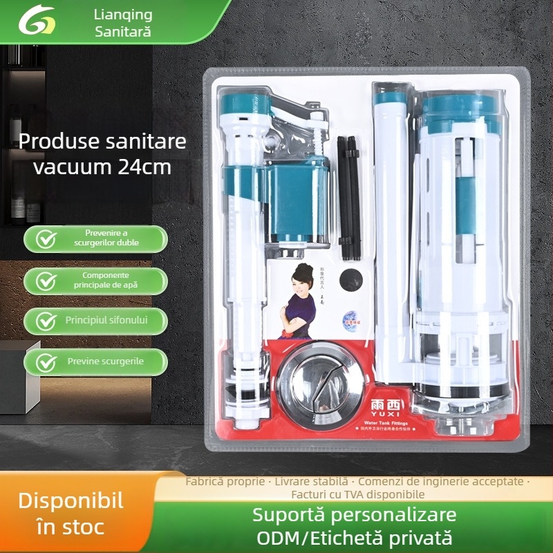 Accesorii rezervor toaletă – valve evacuare și alimentare, tip apăsare, turnate prin injecție PP/ABS, Rain West