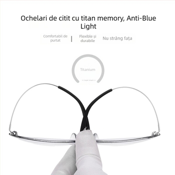 Ochelari de lectură LPAILON, lentile AC, anti-lumină albastră și anti-radiere, ramă integrală pătrată, material ramă titan și metal