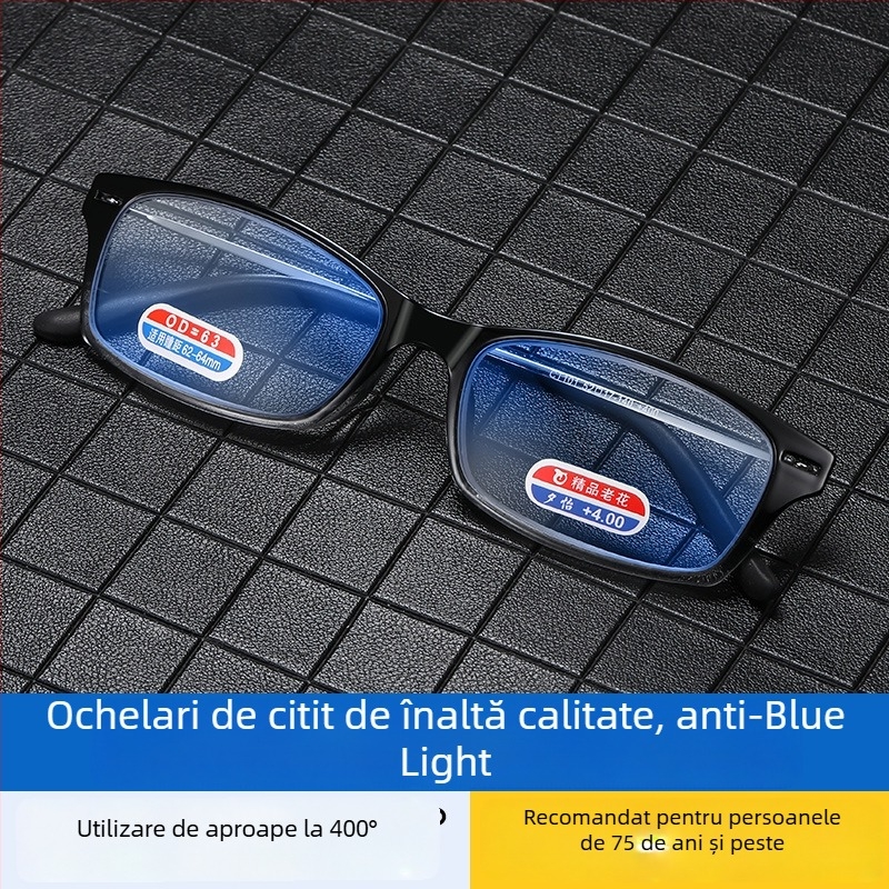 Ochelari de lectură LPAILON, lentile AC, anti-lumină albastră și anti-radiere, ramă integrală pătrată, material ramă titan și metal