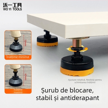 Picioare de mobilier reglabile pe înălțime — oțel carbon, utilizare universală, stil modern minimalist, marcă Woyi Tools