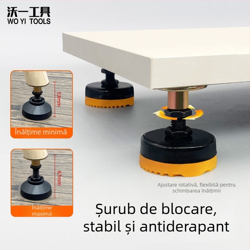 Picioare de mobilier reglabile pe înălțime — oțel carbon, utilizare universală, stil modern minimalist, marcă Woyi Tools