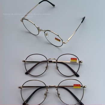 Ochelari de lectură cu ramă metalică, ramă jumătate, formă circulară a lentilelor, lentile din rășină, protecție împotriva radiațiilor