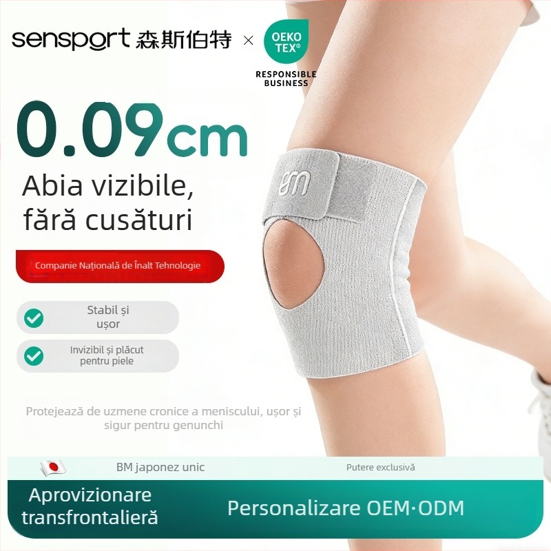 Manșon subțire pentru genunchi – deschis și respirabil, ușor pentru alergare, baschet și badminton; materiale: Spandex/Nylon; pentru adulți; greutate ≤100 g