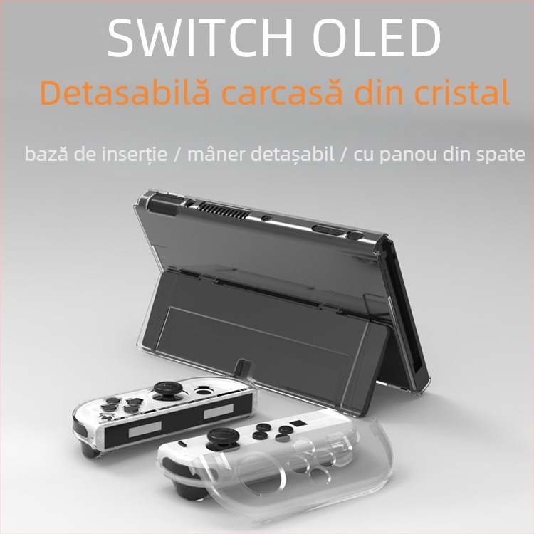 Husă de protecție pentru Nintendo Switch OLED - PC transparent, rigidă și subțire, turnată prin injecție, set de 6 bucăți