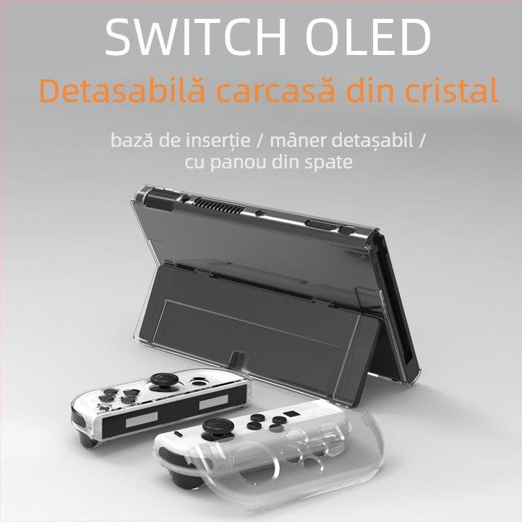 Husă de protecție pentru Nintendo Switch OLED - PC transparent, rigidă și subțire, turnată prin injecție, set de 6 bucăți