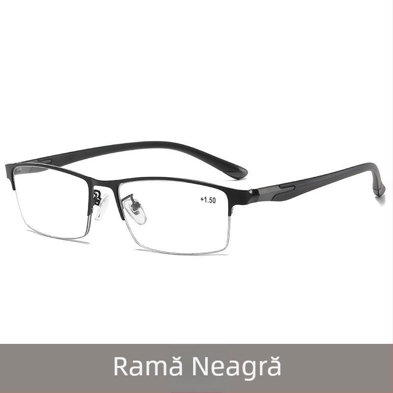 Ochelari de lectura cu anti-lumină albastră, ramă metalică semi-încadrată, lentile pătrate, unisex pentru bărbați și femei, compatibili cu lentilele de dioptrie