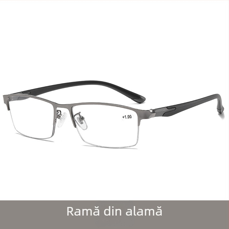 Ochelari de lectura cu anti-lumină albastră, ramă metalică semi-încadrată, lentile pătrate, unisex pentru bărbați și femei, compatibili cu lentilele de dioptrie
