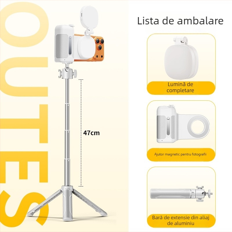 Shuotu selfie stick din aliaj cu telecomandă Bluetooth, stil universal