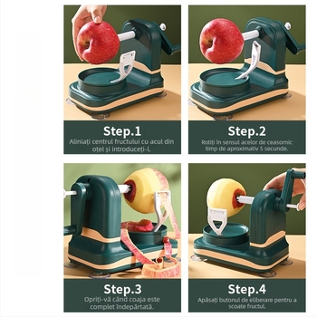 Curățător automat de mere - acționat manual, multifuncțional, construcție din ABS+PP+ Oțel inoxidabil, imprimare logo disponibilă, lansare în 2025