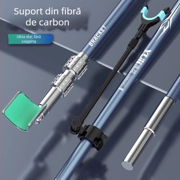 Suport din carbon pentru undițe de pescuit, tip turret, portabil, cu rotație multi-direcțională