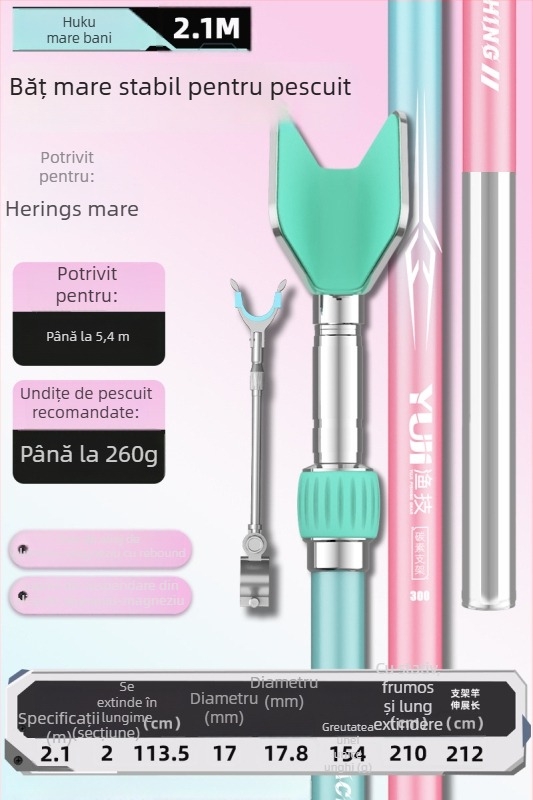 Suport din carbon pentru undițe de pescuit, tip turret, portabil, cu rotație multi-direcțională