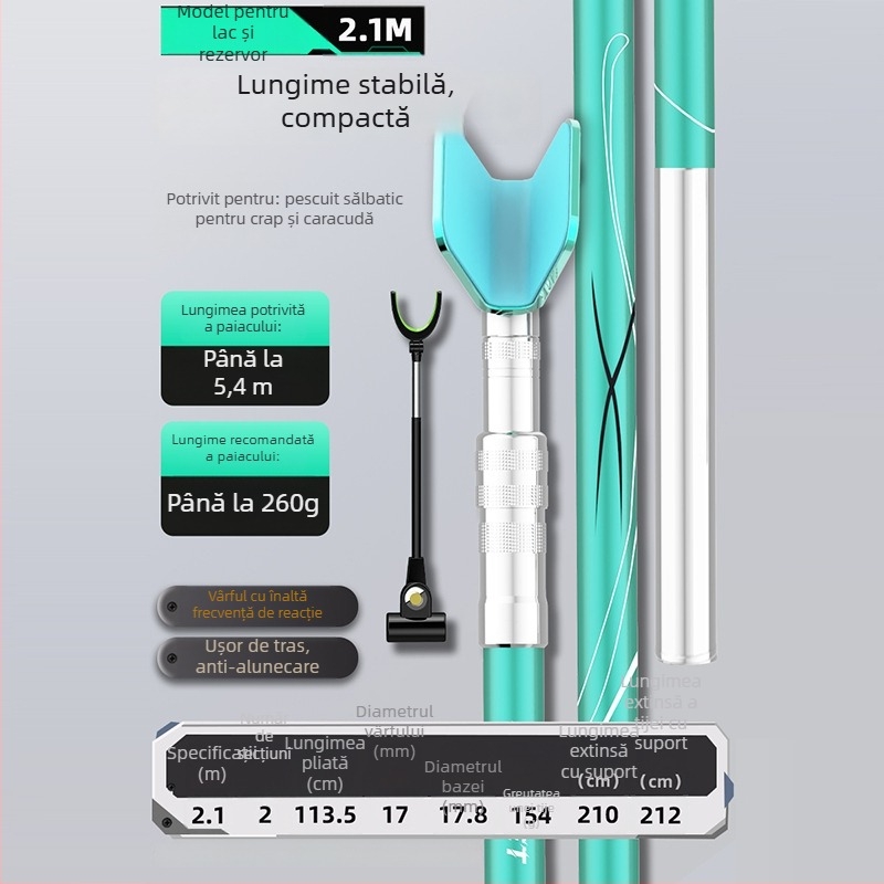 Suport din carbon pentru undițe de pescuit, tip turret, portabil, cu rotație multi-direcțională