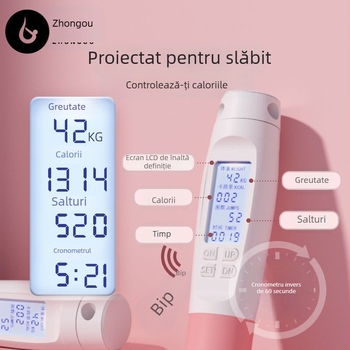 Coardă de sărit cu numărător electronic, mod dual (fără fir sau cu fir), încărcată cu greutate, cablu de 2 mm, pentru fitness și antrenament