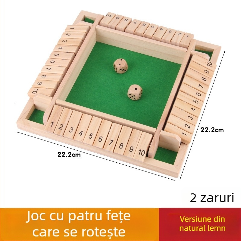 Joc din lemn pentru băut cu cărți cu patru fețe, destinat folosirii în interior — familie și prieteni, ambalaj blister, vârstă 15–35