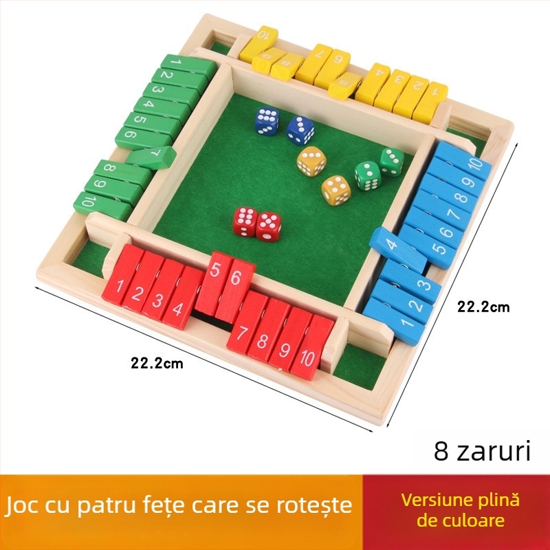 Joc din lemn pentru băut cu cărți cu patru fețe, destinat folosirii în interior — familie și prieteni, ambalaj blister, vârstă 15–35