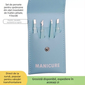 Woneng Clește pentru sprânene – set de 4 piese, oțel inoxidabil, cod WN789