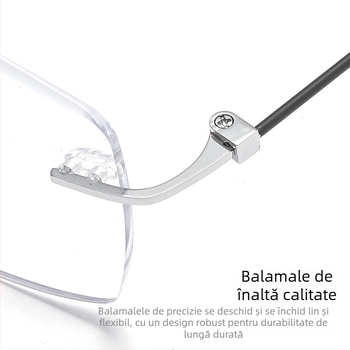 Ochelari de lectură fără ramă pentru vârstnici, confortabili pentru aproape, protecție împotriva luminii albastre, claritate HD