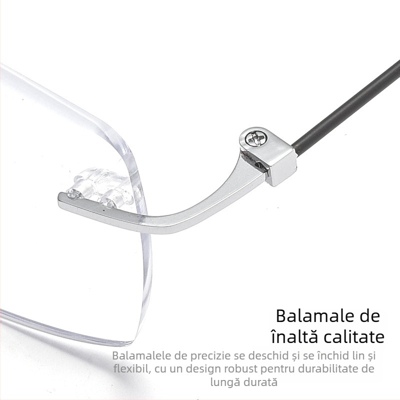 Ochelari de lectură fără ramă pentru vârstnici, confortabili pentru aproape, protecție împotriva luminii albastre, claritate HD