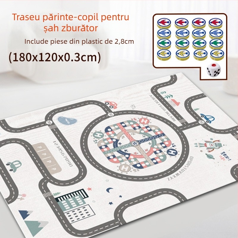 Joc de masă în stil șah, din LDPE, tablă cu două fețe; stimulează interacțiunea părinte-copil, coordonarea mână-ochi și dezvoltarea cognitivă; potrivit pentru copii 4–14 ani