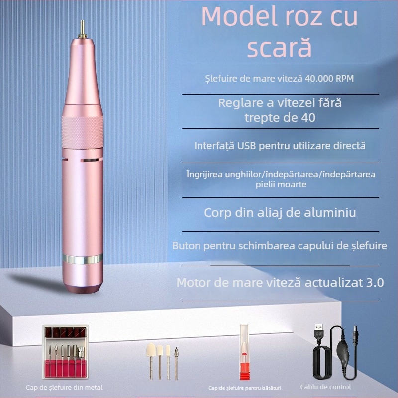 Polizor automat pentru unghii cu mâner inteligent, dispozitiv portabil, de înaltă putere pentru manichiură, instrument profesional pentru saloane, cu alimentare integrată