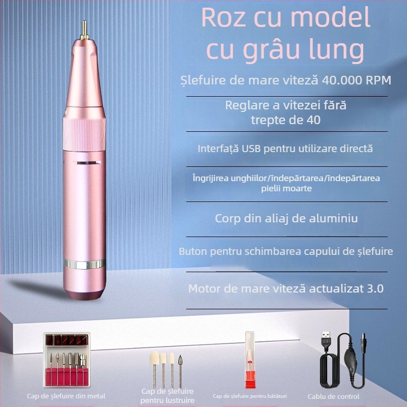 Polizor automat pentru unghii cu mâner inteligent, dispozitiv portabil, de înaltă putere pentru manichiură, instrument profesional pentru saloane, cu alimentare integrată