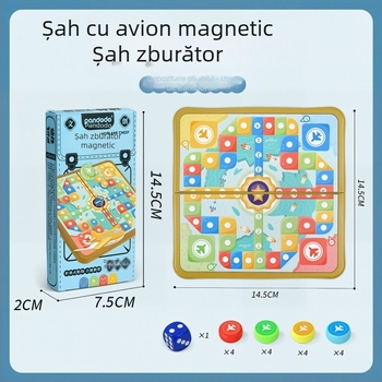 Set magnetic de jocuri de masă pentru copii, cu mai multe variante de jocuri — două sau multiplayer; dezvoltă raționamentul logic și coordonarea mână-ochi; Material: plastic; Vârstă: 7–14
