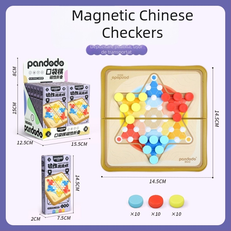 Set magnetic de jocuri de masă pentru copii, cu mai multe variante de jocuri — două sau multiplayer; dezvoltă raționamentul logic și coordonarea mână-ochi; Material: plastic; Vârstă: 7–14