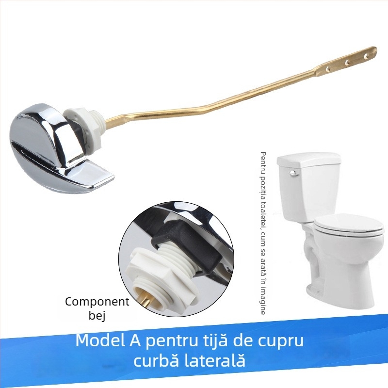 Cheie pentru spălarea rezervorului de toaletă | materiale: cupru, ABS, aliat de zinc, tijă din cupru groasă | Acțiune: comutator | Capacitate de spălare: 6