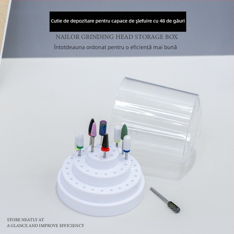 Cutie de depozitare și afișare pentru capete de frezat unghii, 48 găuri, organizator de birou, 0,08 kg, brand A makeup is beautiful