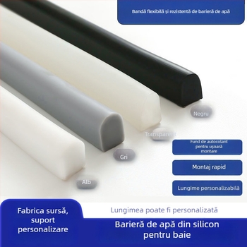 Bandă din silicon pentru reținerea apei – autoadezivă, baie modern-minimalistă, separare umed-uscat