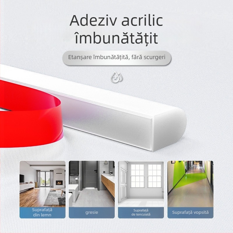 Bandă din silicon pentru reținerea apei – autoadezivă, baie modern-minimalistă, separare umed-uscat