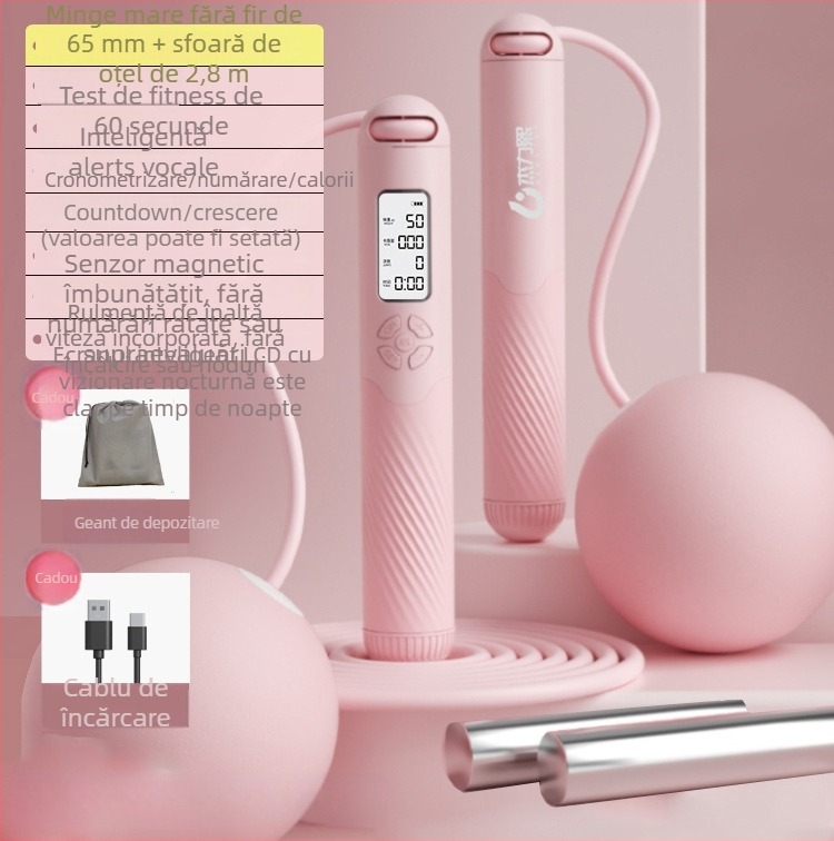 Sfoară de sărit fără fir – numărătoare inteligentă, reîncărcabilă, 2,8 m, mânere ABS+TPR