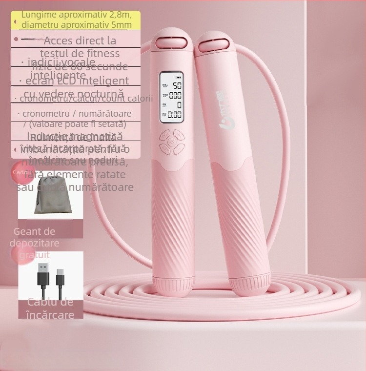 Sfoară de sărit fără fir – numărătoare inteligentă, reîncărcabilă, 2,8 m, mânere ABS+TPR