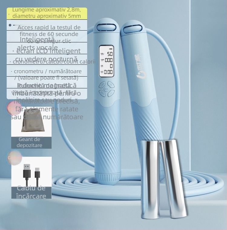 Sfoară de sărit fără fir – numărătoare inteligentă, reîncărcabilă, 2,8 m, mânere ABS+TPR