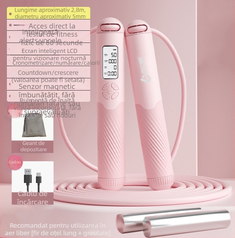 Sfoară de sărit fără fir – numărătoare inteligentă, reîncărcabilă, 2,8 m, mânere ABS+TPR