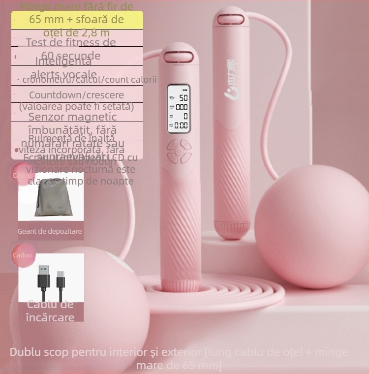Sfoară de sărit fără fir – numărătoare inteligentă, reîncărcabilă, 2,8 m, mânere ABS+TPR