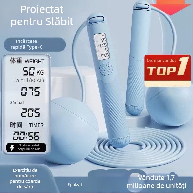 Sfoară de sărit fără fir – numărătoare inteligentă, reîncărcabilă, 2,8 m, mânere ABS+TPR