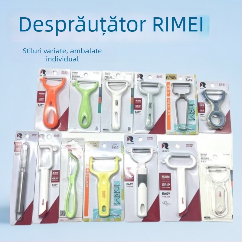 Peeler pentru fructe și legume – lamă din oțel inoxidabil, mâner din plastic; multifuncțional, trei în unu; lansat vara 2021