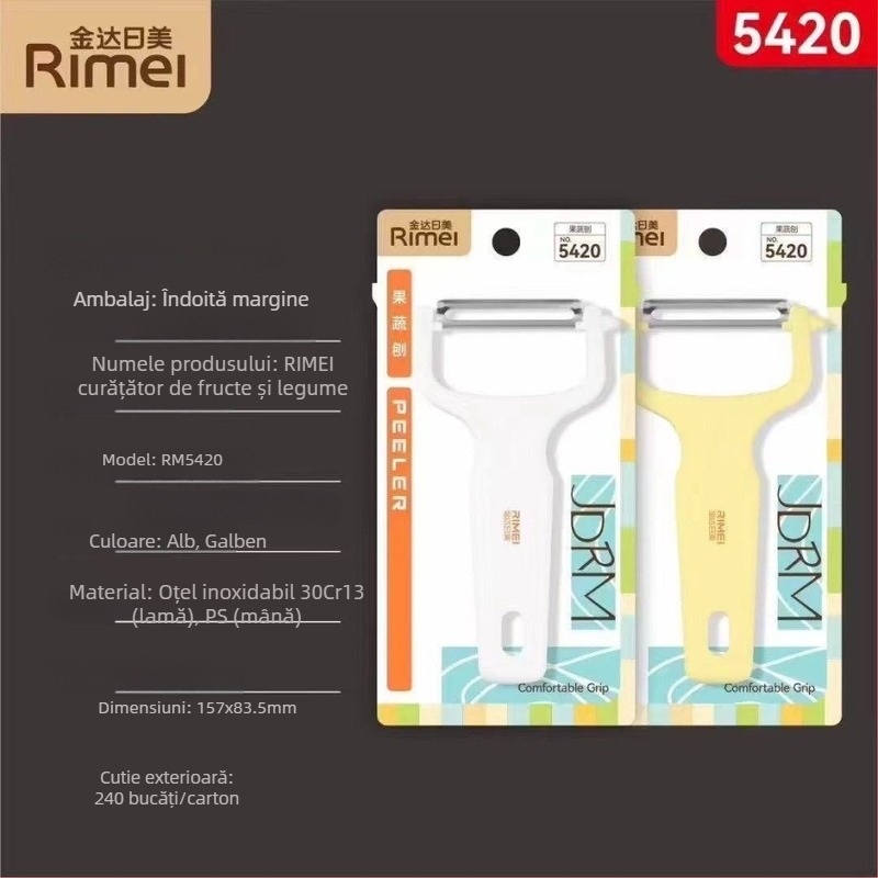 Peeler pentru fructe și legume – lamă din oțel inoxidabil, mâner din plastic; multifuncțional, trei în unu; lansat vara 2021
