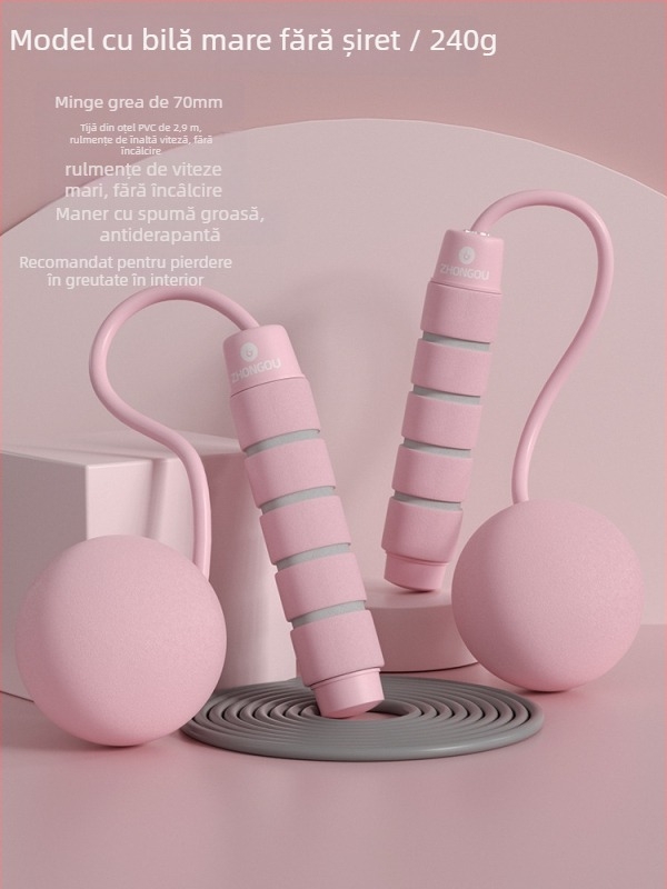 Coardă de sărit fără fir, cu minge ponderată — material PVC; specificație: 3; potrivită pentru echipamente de fitness, tendințe sportive; nu pentru copii