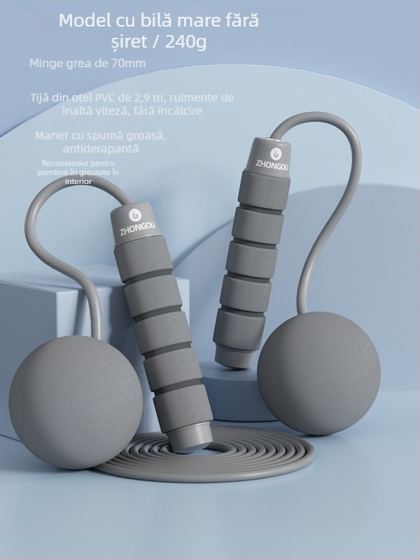Coardă de sărit fără fir, cu minge ponderată — material PVC; specificație: 3; potrivită pentru echipamente de fitness, tendințe sportive; nu pentru copii