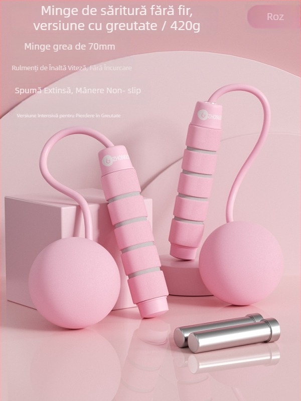 Coardă de sărit fără fir, cu minge ponderată — material PVC; specificație: 3; potrivită pentru echipamente de fitness, tendințe sportive; nu pentru copii