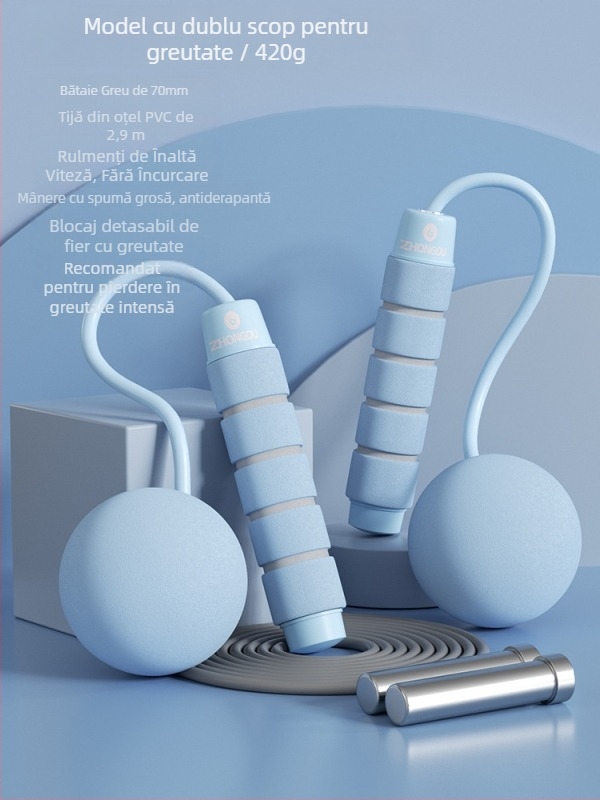 Coardă de sărit fără fir, cu minge ponderată — material PVC; specificație: 3; potrivită pentru echipamente de fitness, tendințe sportive; nu pentru copii