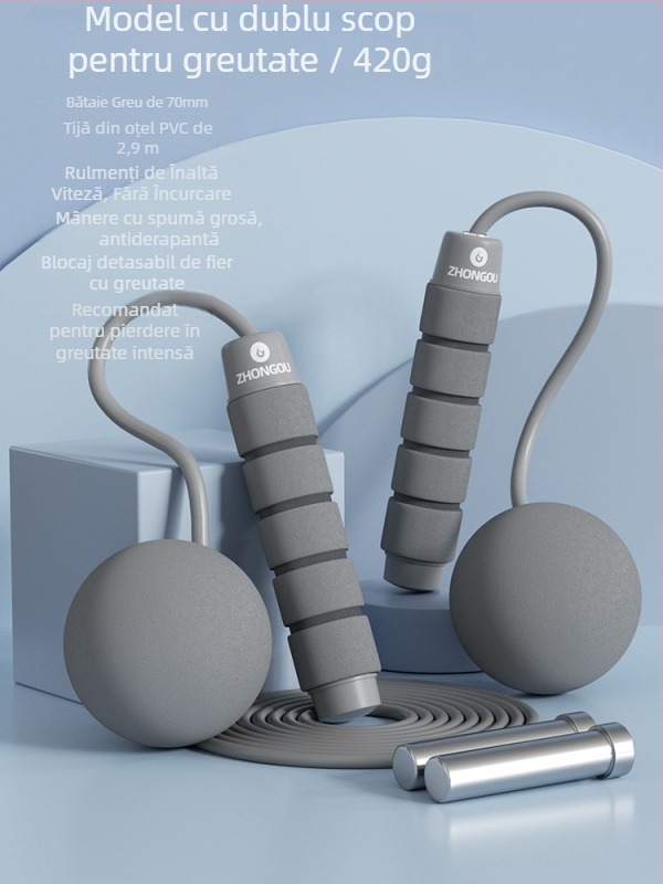Coardă de sărit fără fir, cu minge ponderată — material PVC; specificație: 3; potrivită pentru echipamente de fitness, tendințe sportive; nu pentru copii