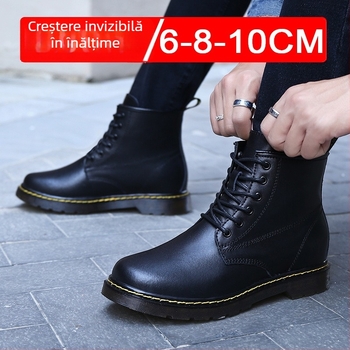 Ghete Martin cu creștere ascunsă de 10 cm, partea superioară PU, talpă din cauciuc, tibie medie