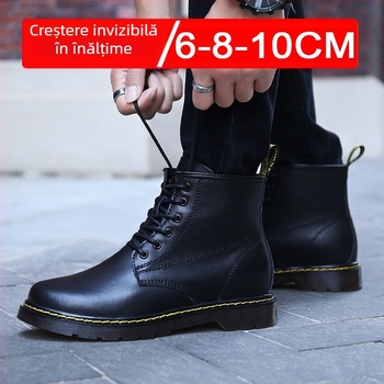 Ghete Martin cu creștere ascunsă de 10 cm, partea superioară PU, talpă din cauciuc, tibie medie