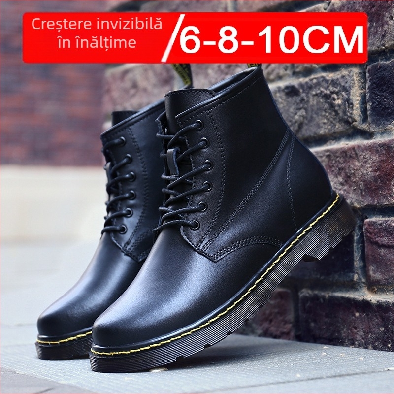 Ghete Martin cu creștere ascunsă de 10 cm, partea superioară PU, talpă din cauciuc, tibie medie