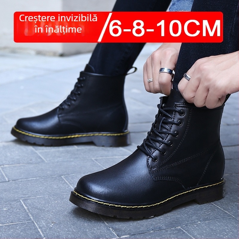 Ghete Martin cu creștere ascunsă de 10 cm, partea superioară PU, talpă din cauciuc, tibie medie