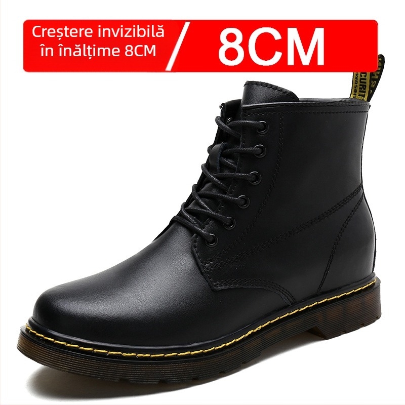 Ghete Martin cu creștere ascunsă de 10 cm, partea superioară PU, talpă din cauciuc, tibie medie