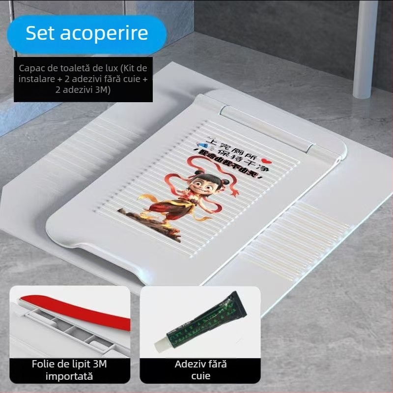 Capac de toaletă pentru WC de tip squat, ABS, cu rezervor de apă, drenaj frontal, logo OEM, design modern minimalist